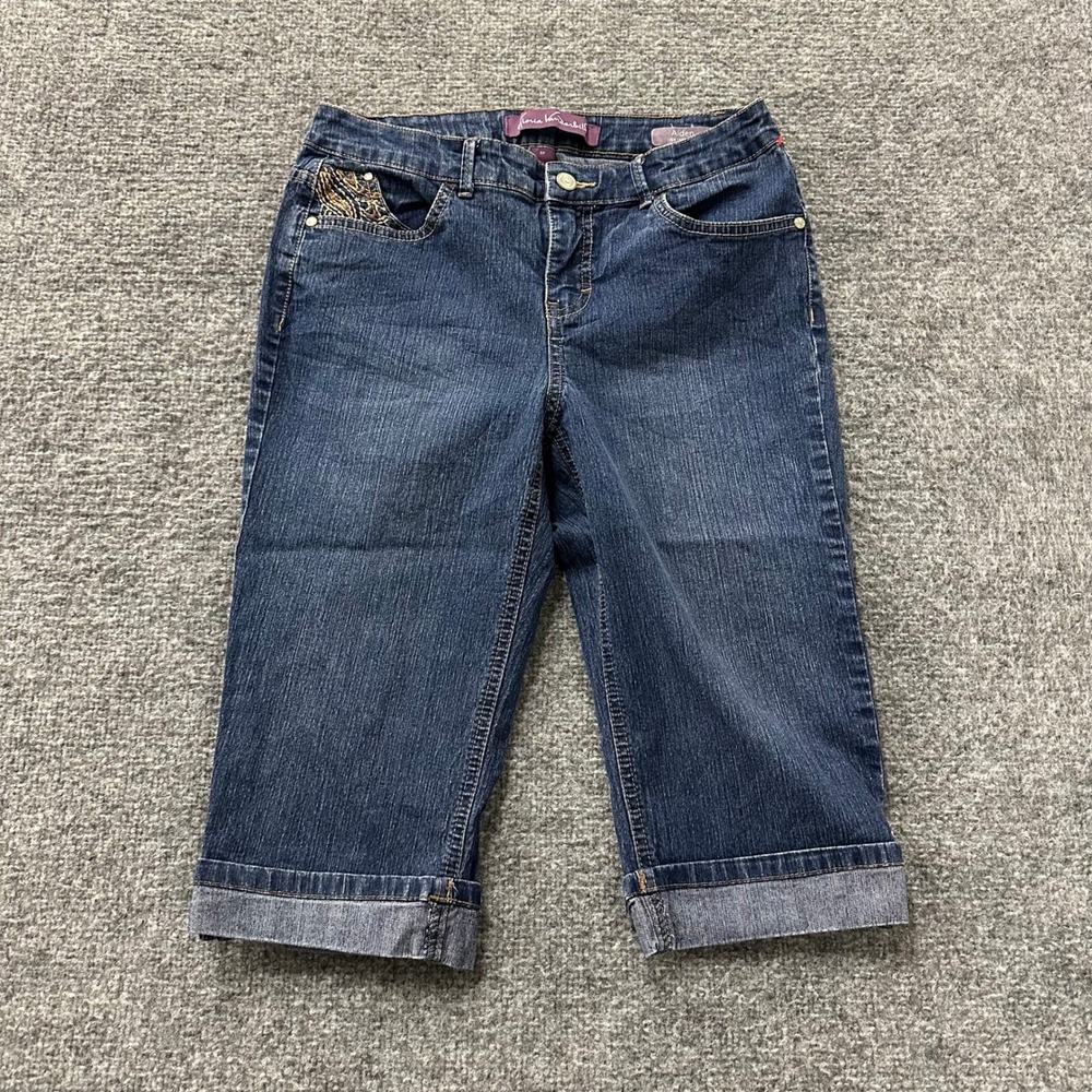 Gloria Vanderbilt Skimmer Shorts Womens Size 8P Blue Aiden Denim Cuffed Stretch